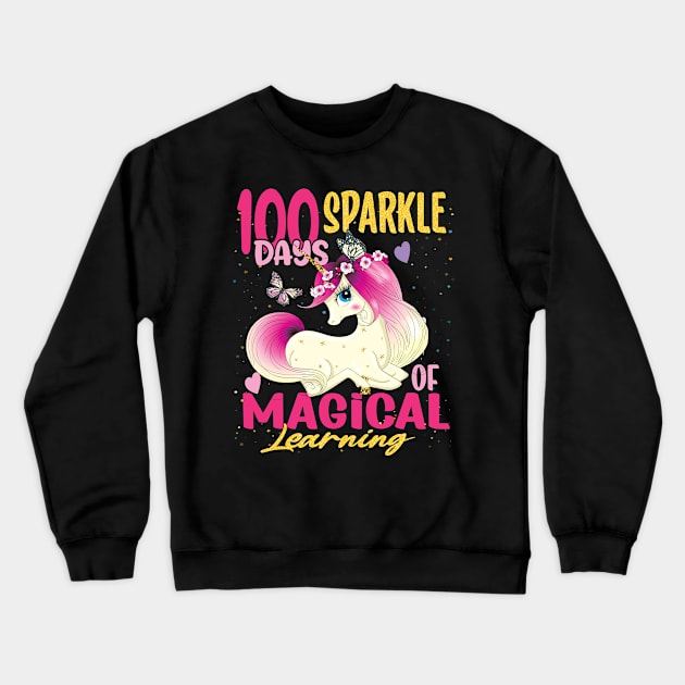 100 days of magical learning Unicorn Lovers Gift Crewneck Sweatshirt by DODG99